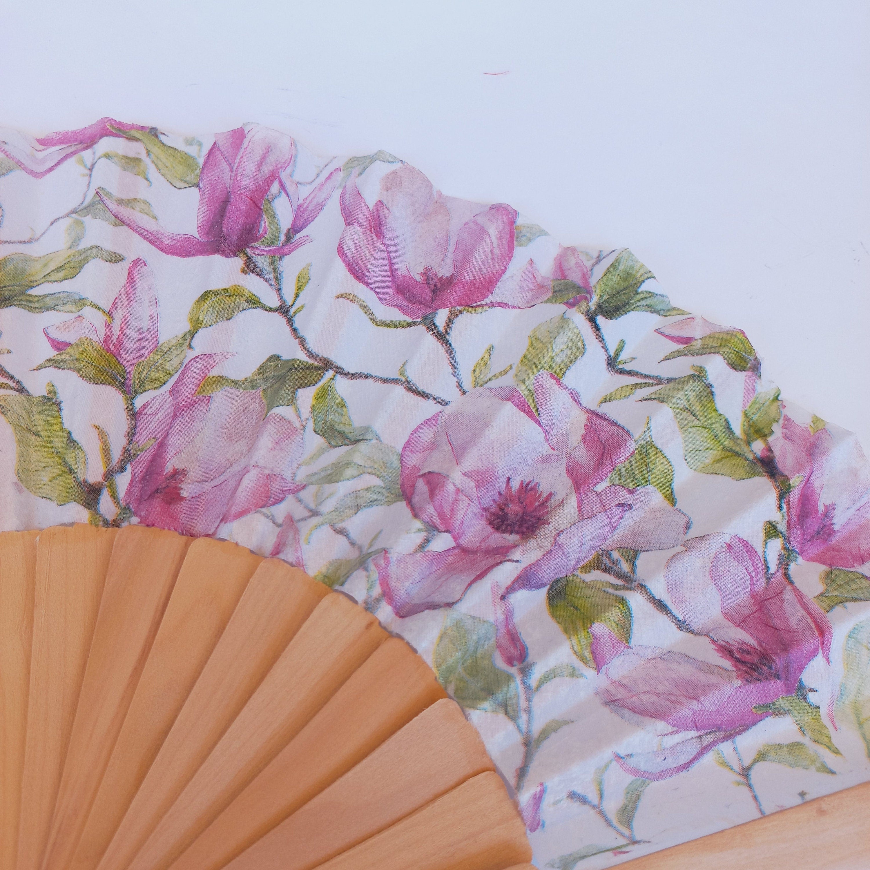 Magnolia Floral Hand Fan: Botanical Wedding Accessory