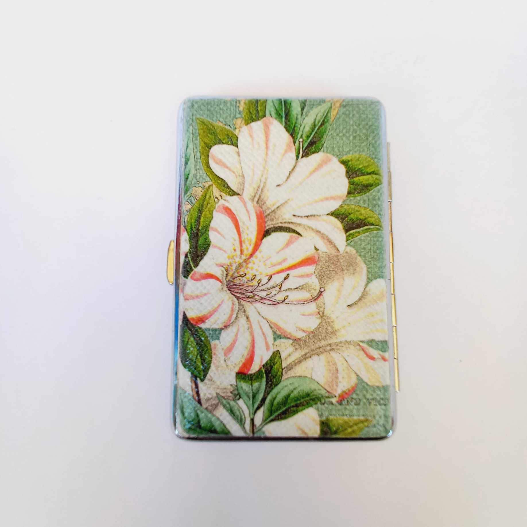 Cigarrette case with Hummingbird, 100's slim cigarette box, bird and floral pattern, business card case, elegant gift for her