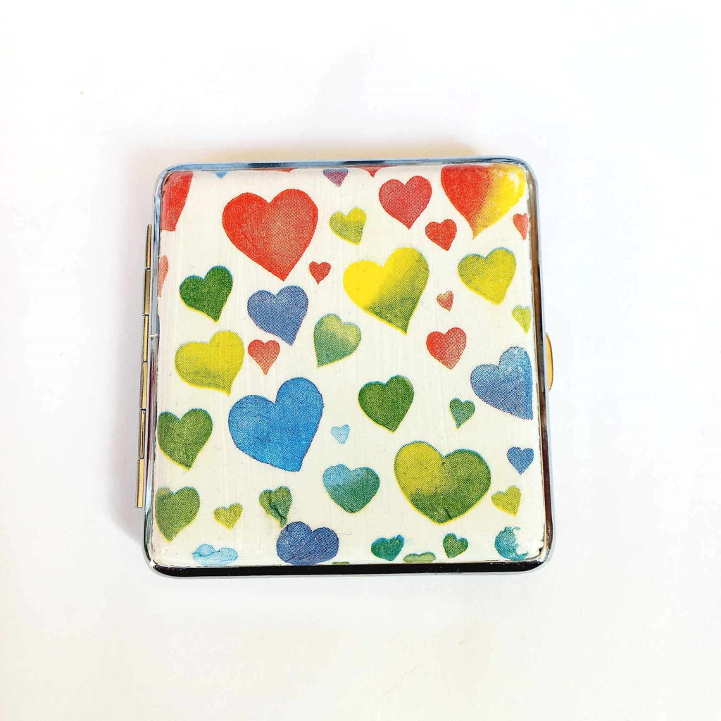 Cigarette Case with hearts, ID Card Case, Business Card Case, Colourfull Hearts Case, Credit Card Wallet, Cigarrette Holder, Love Case