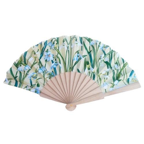 Snowdrops Hand Fan, Floral Holding Fan, Spring Evening or Wedding Acessory, Spanish Hand Fan, winter blossom hand fan,  gift for mom