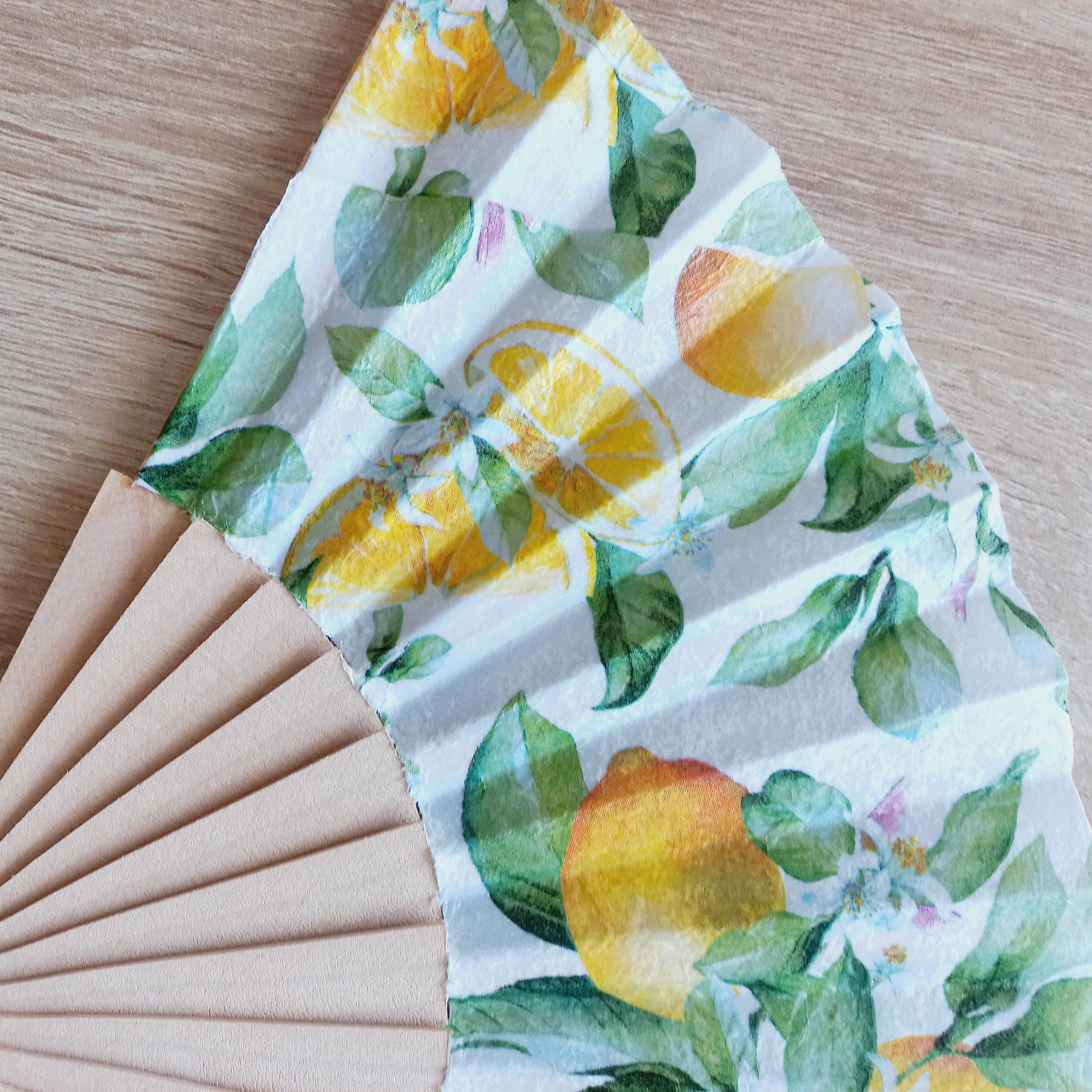 Lemons Hand Fan, Citric Folding Fan, Wedding Hand Fan, Scllop Handheld fan, Bride Hand Fan, Gift for Bridesmaid, Summer wedding accessory