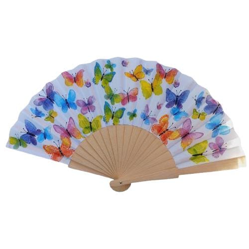 Colorful butterflies Hand Fan, rainbow  Holding Fan, Wedding Dress Accessory, Spanish Hand Fan, gift for mom, LGBT hand fan, bride hand fan