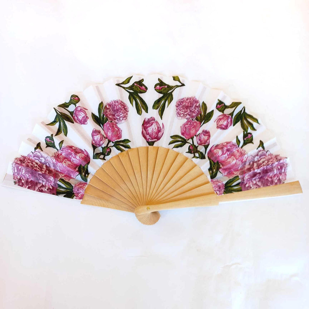 Purple peony Hand Fan, Floral Holding Fan, Meadow flowers hand fan for woman, Spanish Hand Fan, gift for bride, summer wedding accessory