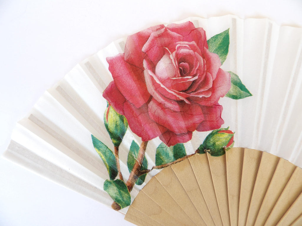 Red Rose Hand Fan, Woman Hand Fan, Spanish fan, Hot Summer Accessory, Trendy Wedding Gift, Scallop Folding Fan, Fashion Hand Fan, Abanico