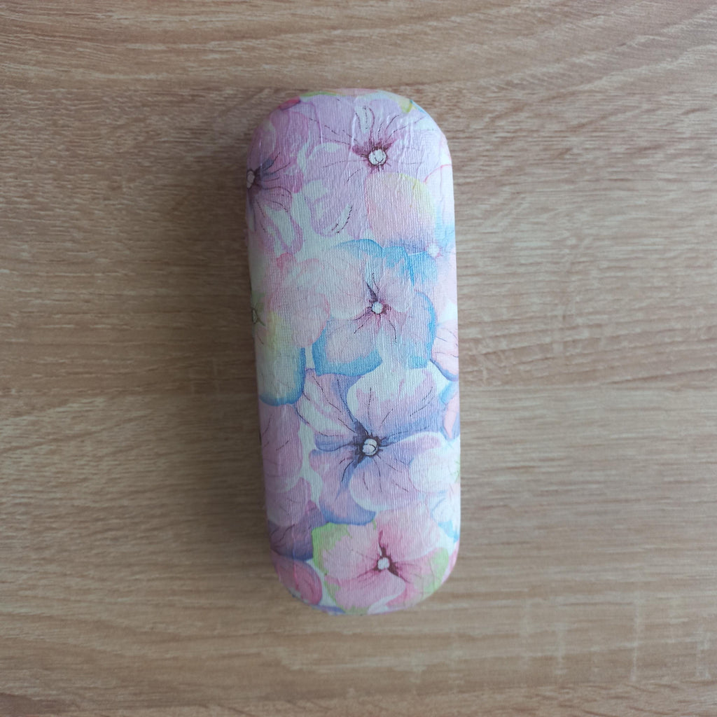 Pink Hydrangea Eyeglass Case, Portable Hard Glasses Case, Floral Eyeglass Protector, Adorable Eyeglasses Box,  Reading glasses case