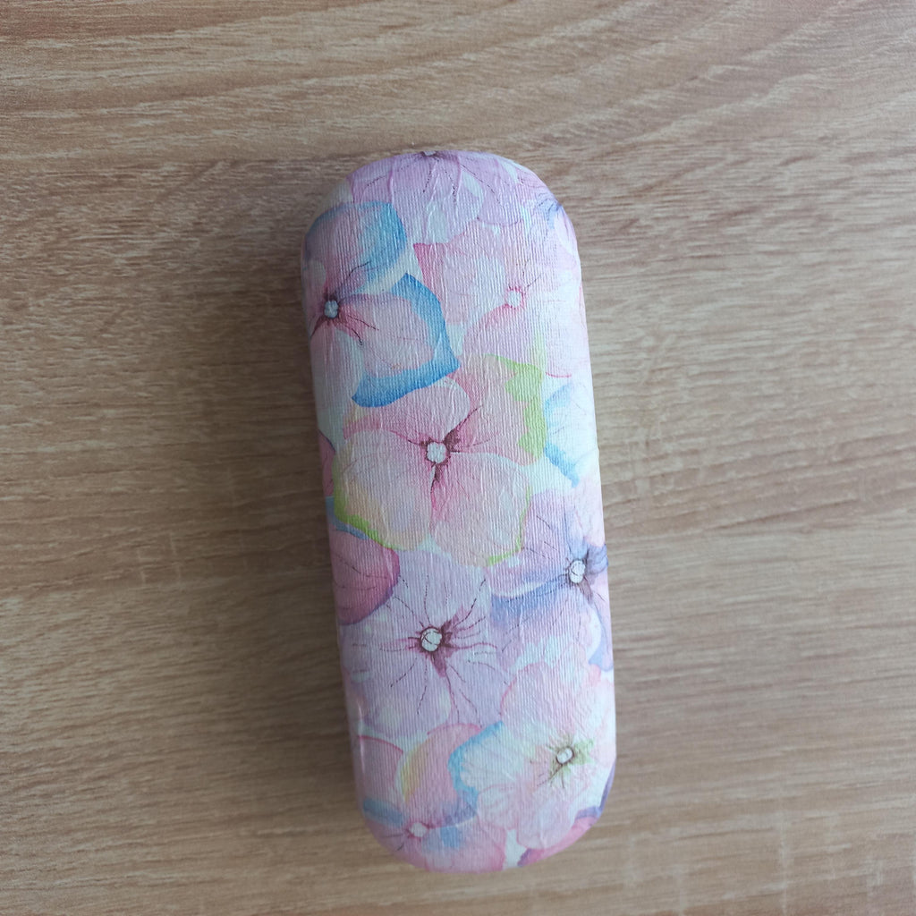 Pink Hydrangea Eyeglass Case, Portable Hard Glasses Case, Floral Eyeglass Protector, Adorable Eyeglasses Box,  Reading glasses case