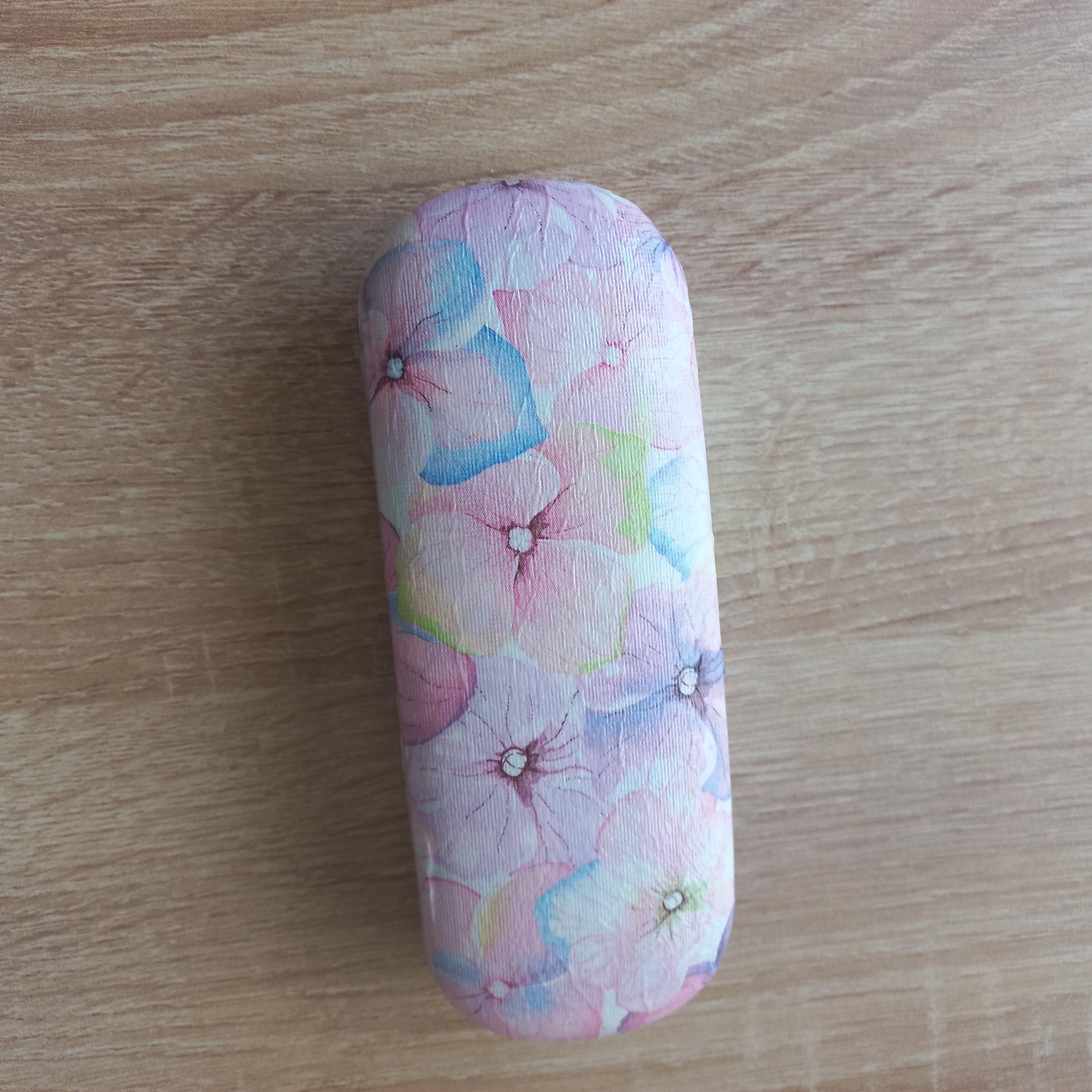 Pink Hydrangea Eyeglass Case, Portable Hard Glasses Case, Floral Eyeglass Protector, Adorable Eyeglasses Box,  Reading glasses case