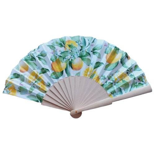 Lemons Hand Fan, Citric Folding Fan, Wedding Hand Fan, Scllop Handheld fan, Bride Hand Fan, Gift for Bridesmaid, Summer wedding accessory