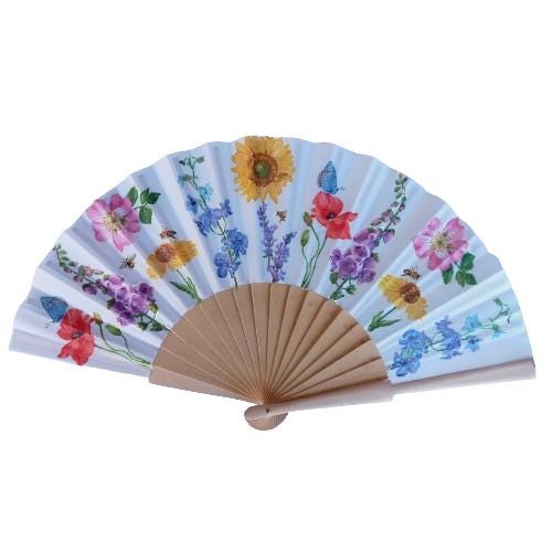 Wild flowers Hand Fan, Floral Holding Fan, Meadow flowers hand fan for woman, Spanish Hand Fan, gift for bride, summer wedding accessory