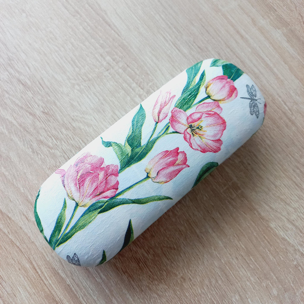Tulips Eyeglass Case, Portable Hard Glasses Case, Floral Eyeglass Protector, Adorable Eyeglasses Box,  Reading glasses Case