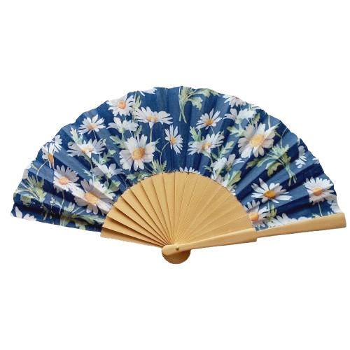 Daisy flowers Hand Fan, Floral Holding Fan, Meadow flowers hand fan for woman, Spanish Hand Fan, gift for bride, summer wedding accessory