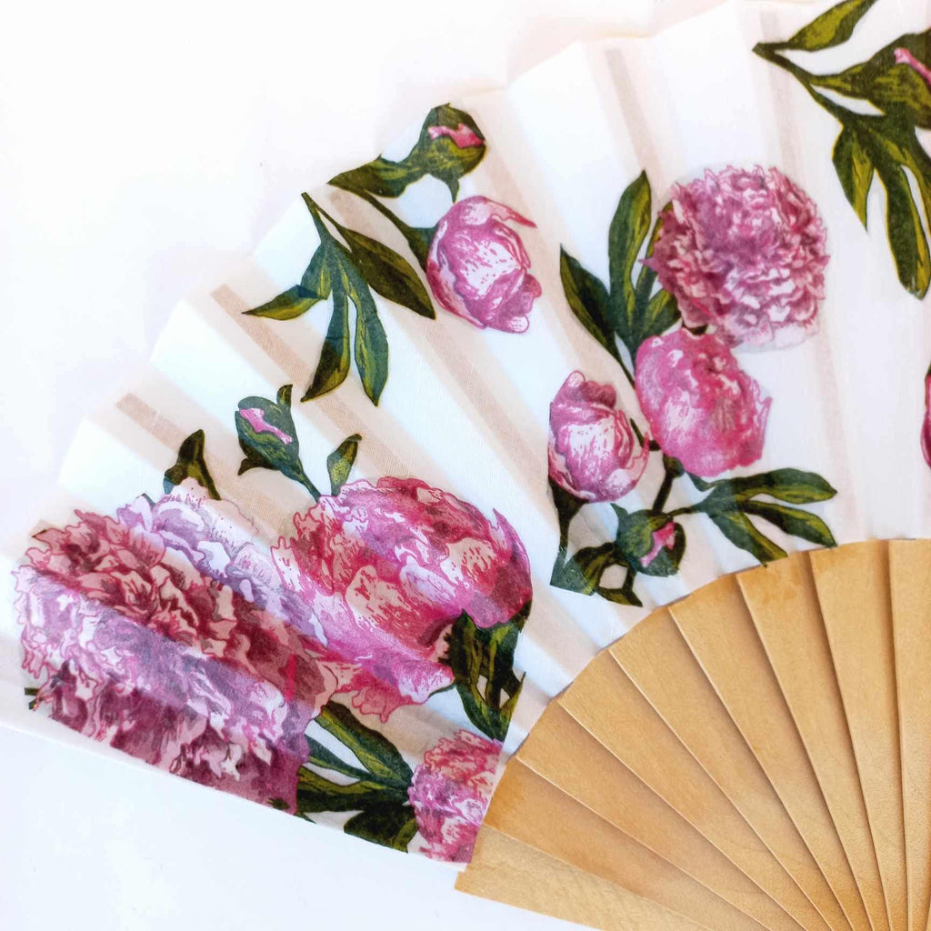Purple peony Hand Fan, Floral Holding Fan, Meadow flowers hand fan for woman, Spanish Hand Fan, gift for bride, summer wedding accessory