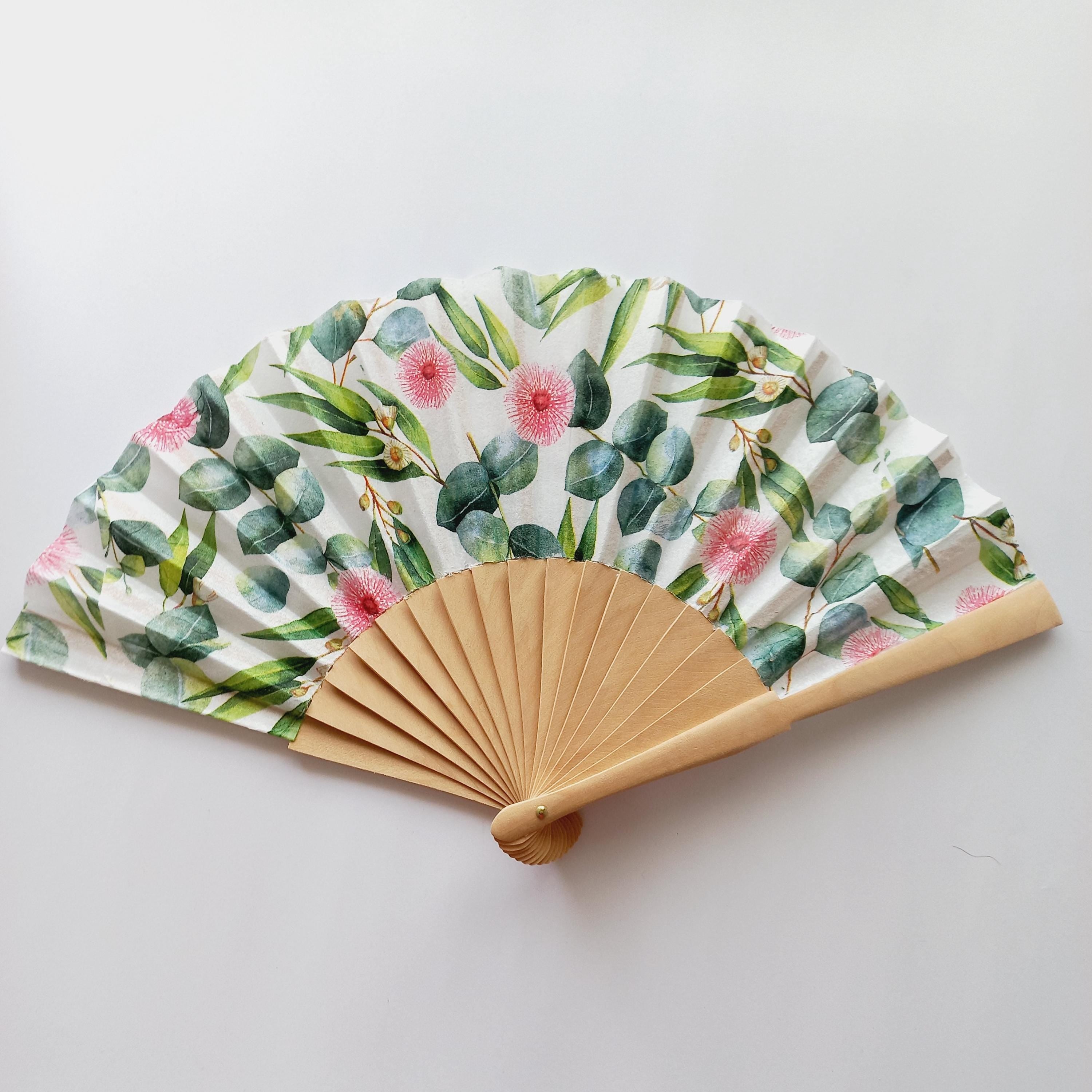 Handmade Hand Fan – Botanical Tropical Folding Fan, Elegant Summer Accessory, Hand fan for Garden Wedding