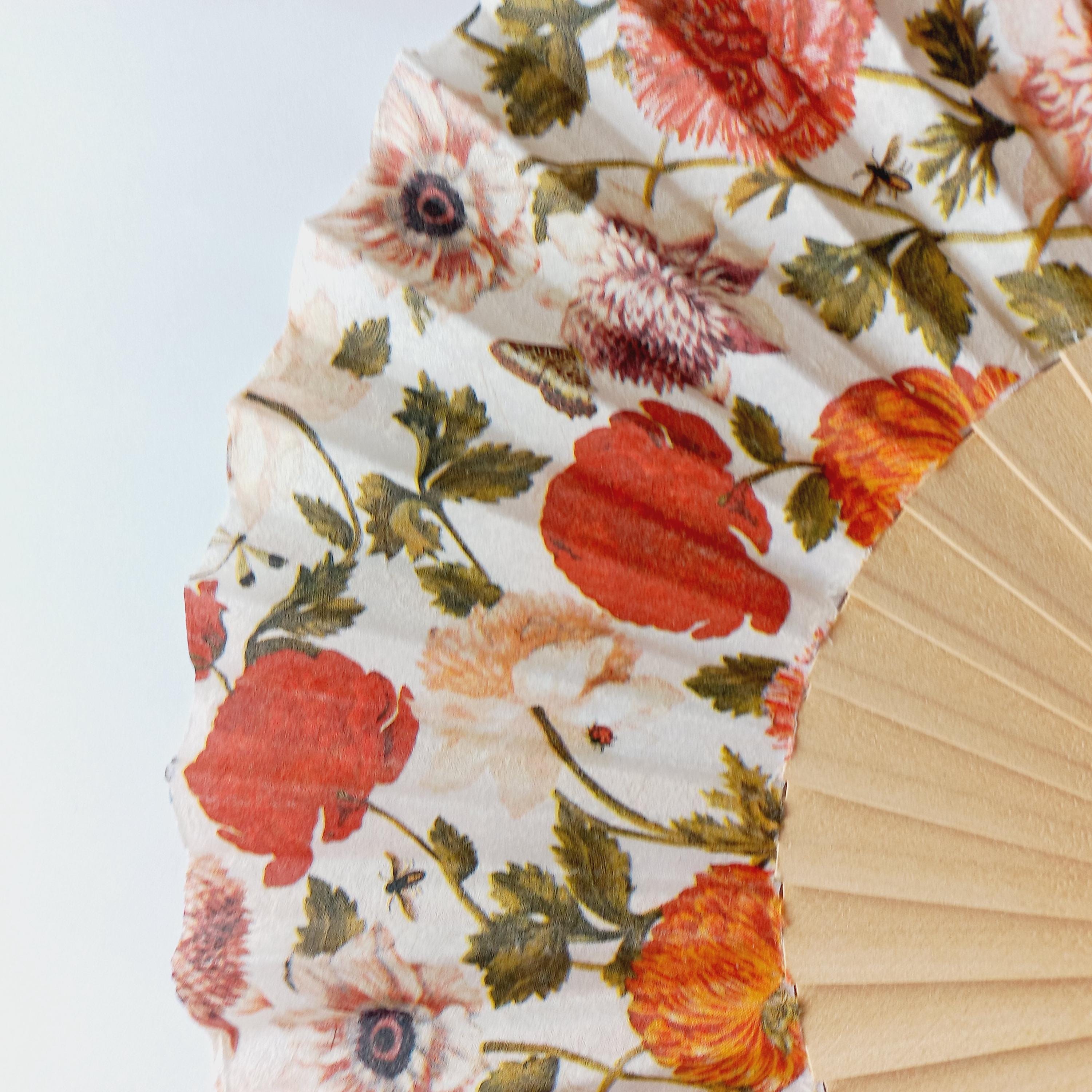 Wild flowers Hand Fan, Floral folding Fan, Evening or Wedding Accessory, Spanish Hand Fan, gift for bride, gift for mom, peonies design