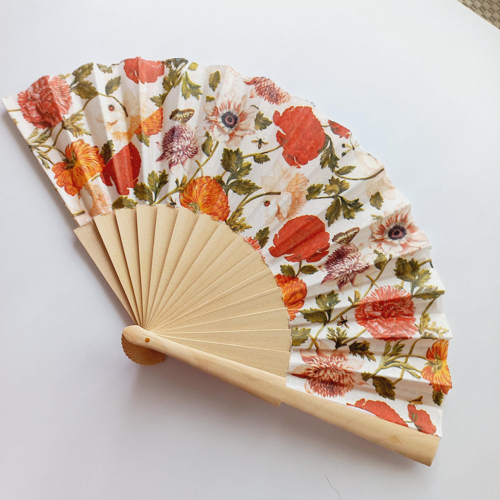 Wild flowers Hand Fan, Floral folding Fan, Evening or Wedding Accessory, Spanish Hand Fan, gift for bride, gift for mom, peonies design