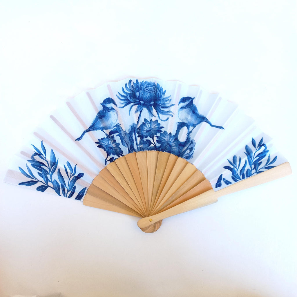 Blue Bird Hand Fan: Wedding Accessory, bride hand fan