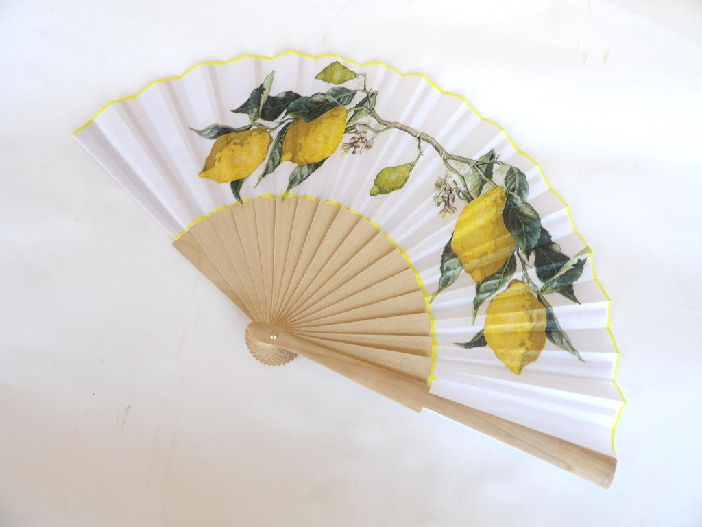 Lemon Hand Fan, Citric Folding Fan, Wedding Hand Fan, Scllop Handheld fan, Bride Hand Fan, Summer Accessory, Gift for Her