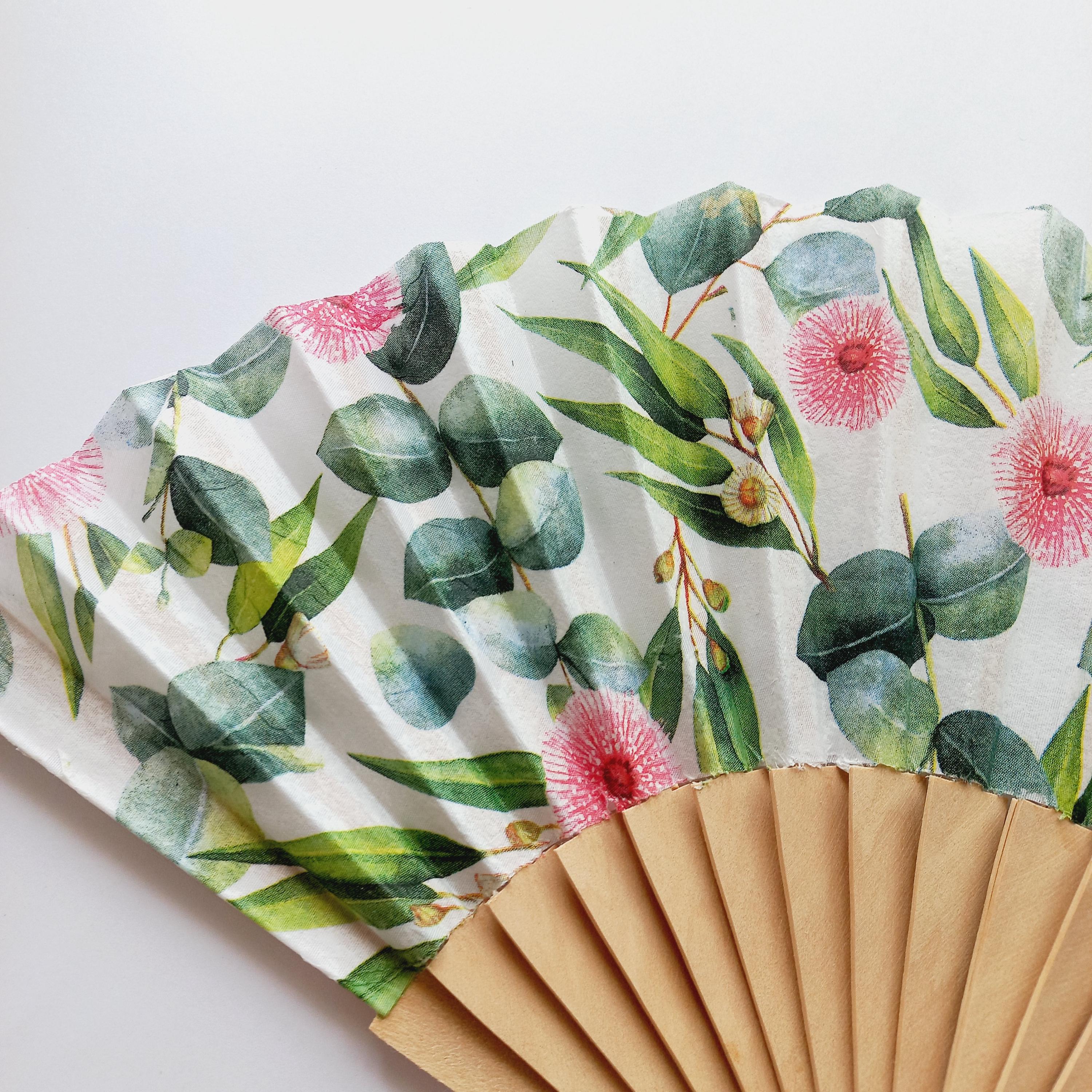 Handmade Hand Fan – Botanical Tropical Folding Fan, Elegant Summer Accessory, Hand fan for Garden Wedding