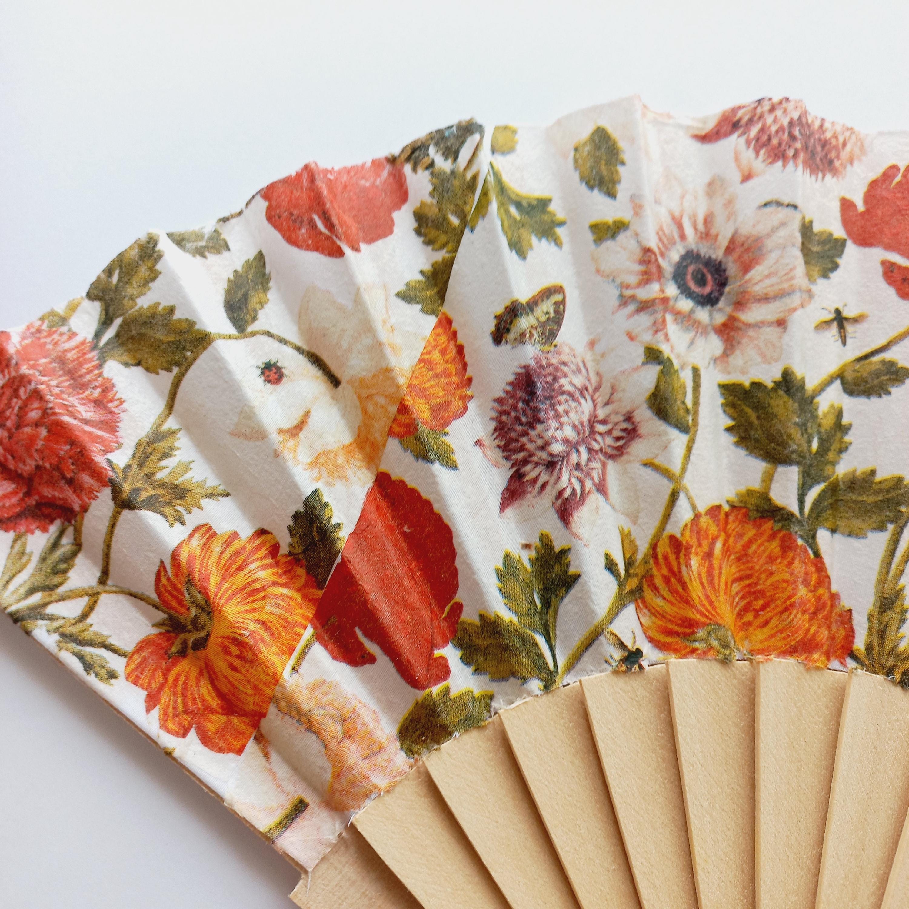 Wild flowers Hand Fan, Floral folding Fan, Evening or Wedding Accessory, Spanish Hand Fan, gift for bride, gift for mom, peonies design