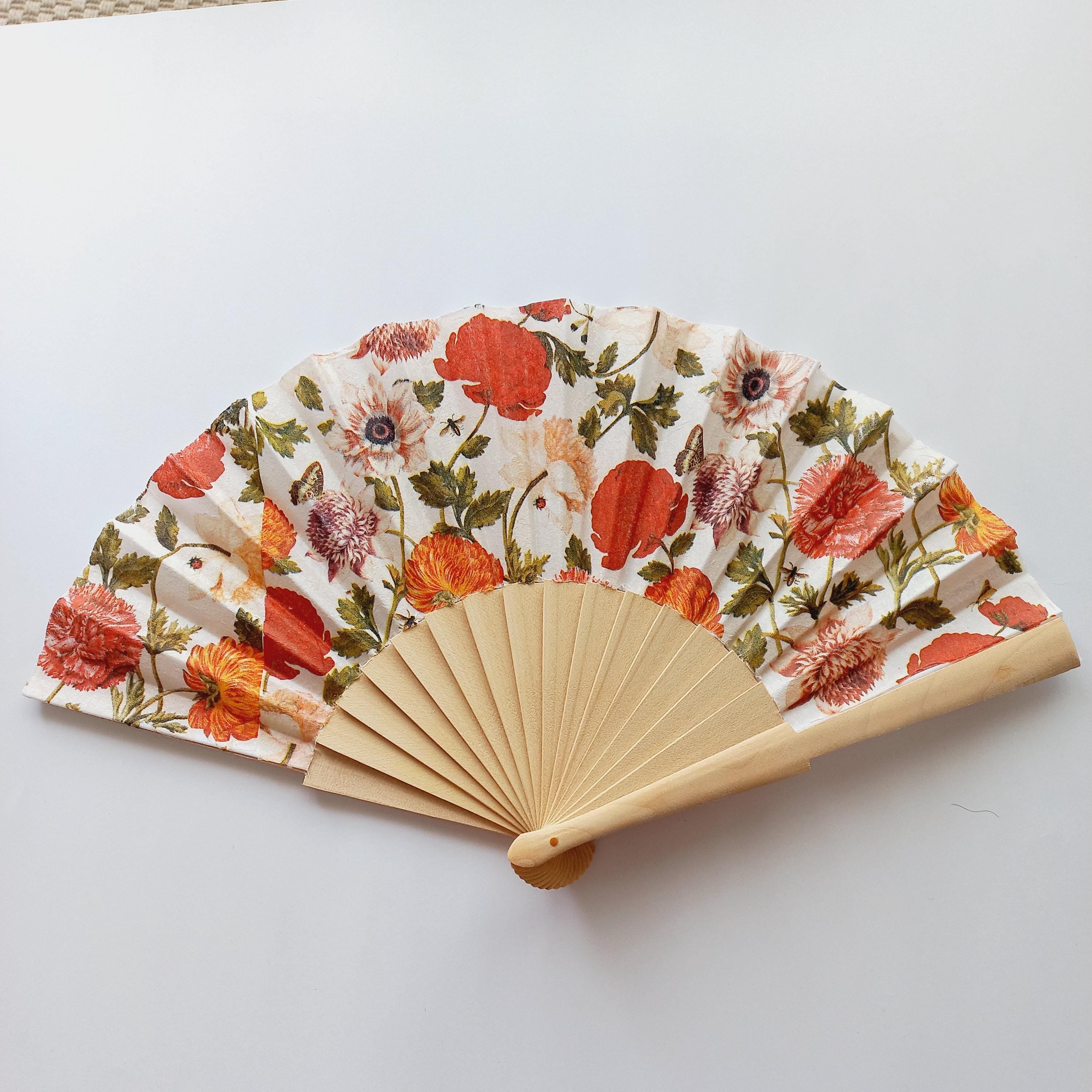 Wild flowers Hand Fan, Floral folding Fan, Evening or Wedding Accessory, Spanish Hand Fan, gift for bride, gift for mom, peonies design