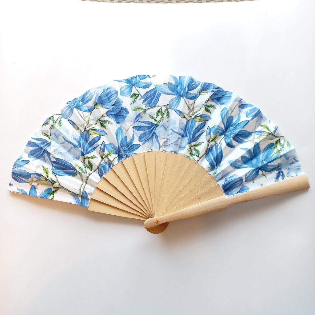 Magnolia Hand Fan, Floral Holding Fan, Wedding Gift, Bride Accessory, Symbol of Dignity & Perseverance, Gift for Plant lovers, Botanical Fan