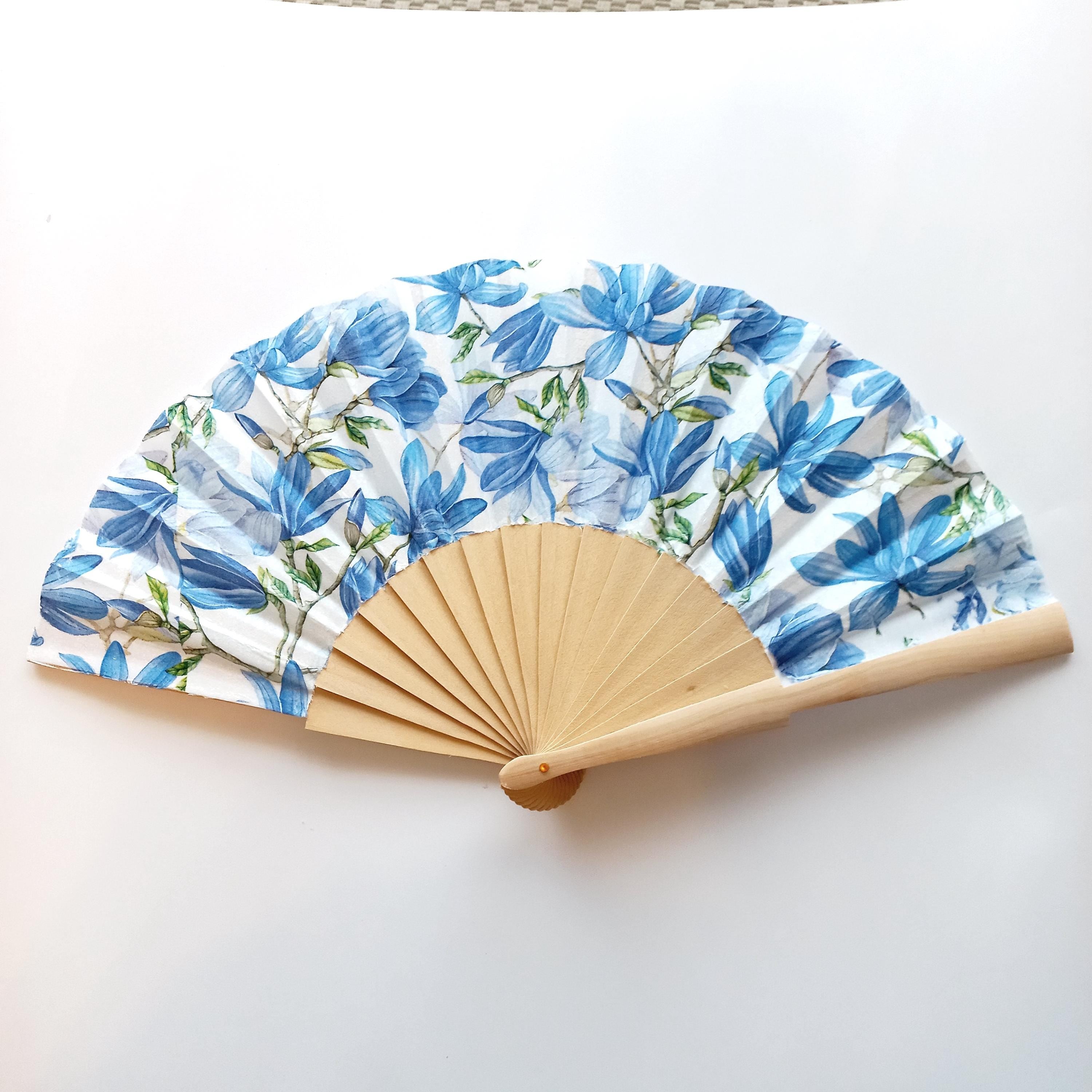 Magnolia Hand Fan, Floral Holding Fan, Wedding Gift, Bride Accessory, Symbol of Dignity & Perseverance, Gift for Plant lovers, Botanical Fan