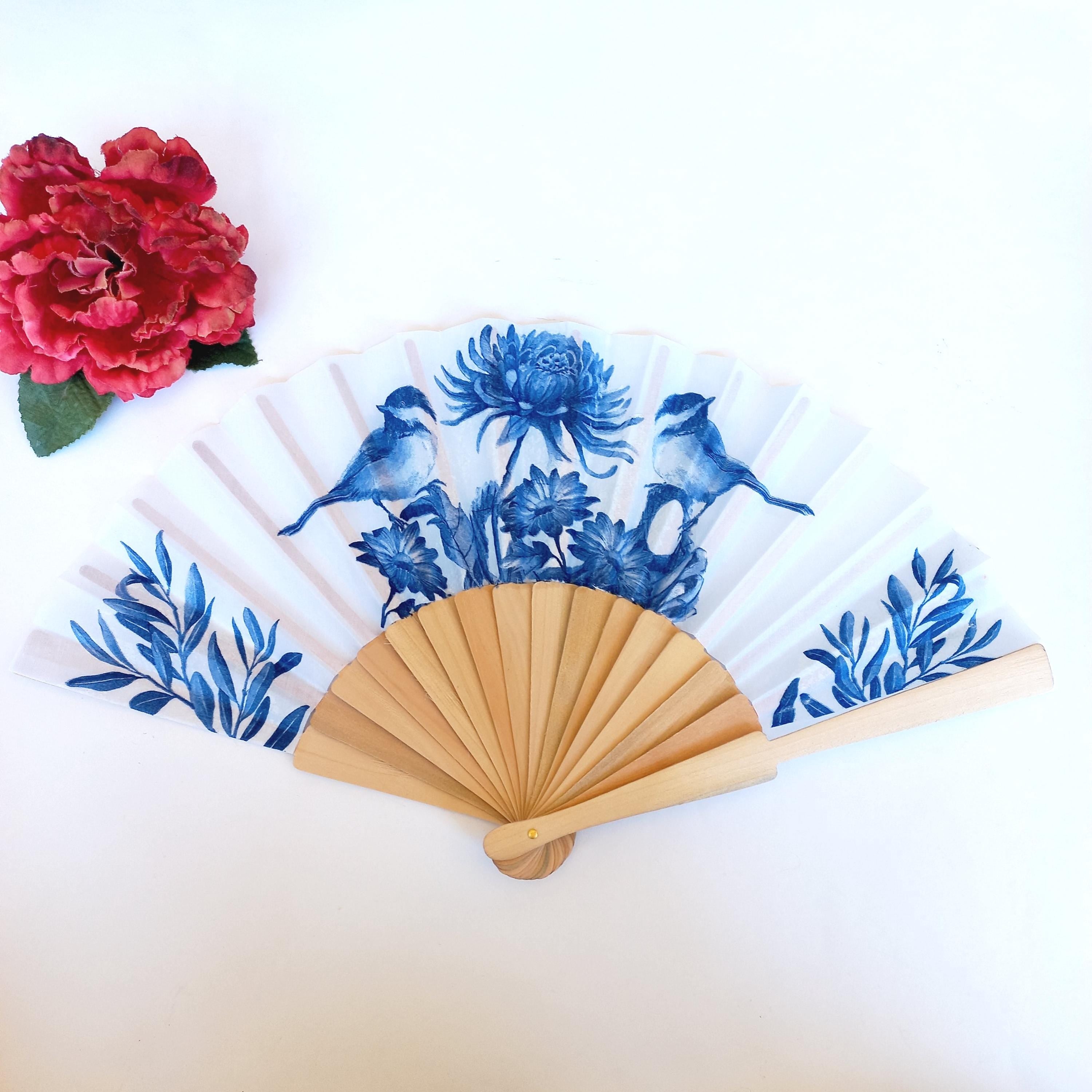 Blue Bird Hand Fan: Wedding Accessory, bride hand fan