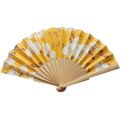 Orchid Flower Hand Fan, Wedding Dress Accessory, Bride Gift, White Orchid, Japanese Hand Fan, Woman Holding Hand Fan, Garden Party Favor