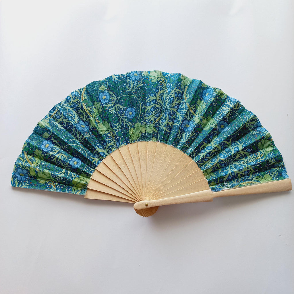 William Morris Hand Fan, Seaweed design, Wedding hand fan, Floral Holding Fan, Spanish Hand Fan, gift for bride, gift for bride mom