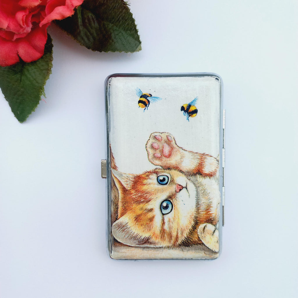 Cat Lovers Cigarrette Case, 100s slim Cigarette Box, Cute cats pattern, Animal Pattern, Business Card Case, Elegant Gift for Her