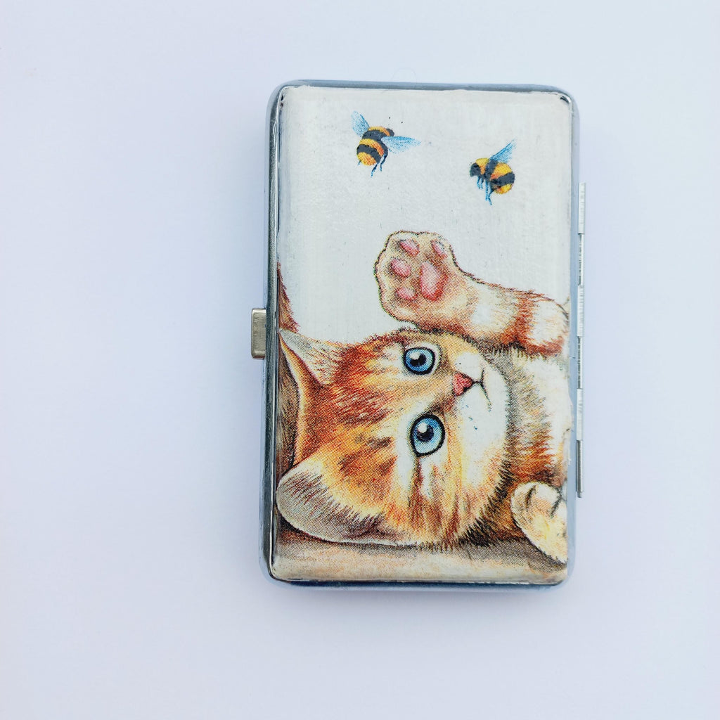 Cat Lovers Cigarrette Case, 100s slim Cigarette Box, Cute cats pattern, Animal Pattern, Business Card Case, Elegant Gift for Her