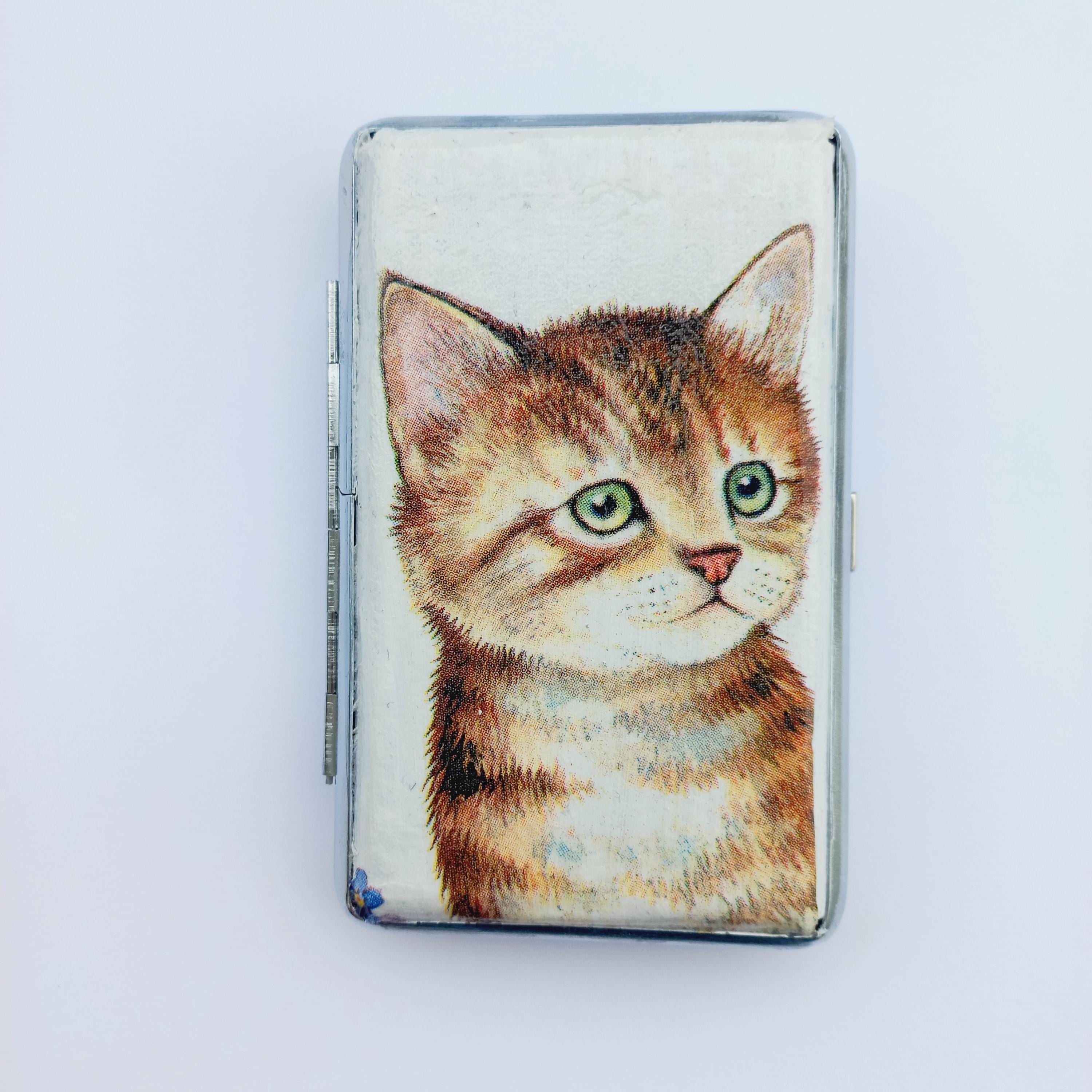Cat Lovers Cigarrette Case, 100s slim Cigarette Box, Cute cats pattern, Animal Pattern, Business Card Case, Elegant Gift for Her