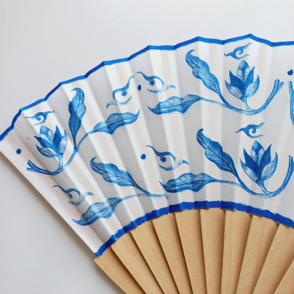 Blue Hand Fan, Floral Holding Fan, Evening or Wedding Dress Accessory, Spanish Hand Fan, Something blue for bride, gift for mom