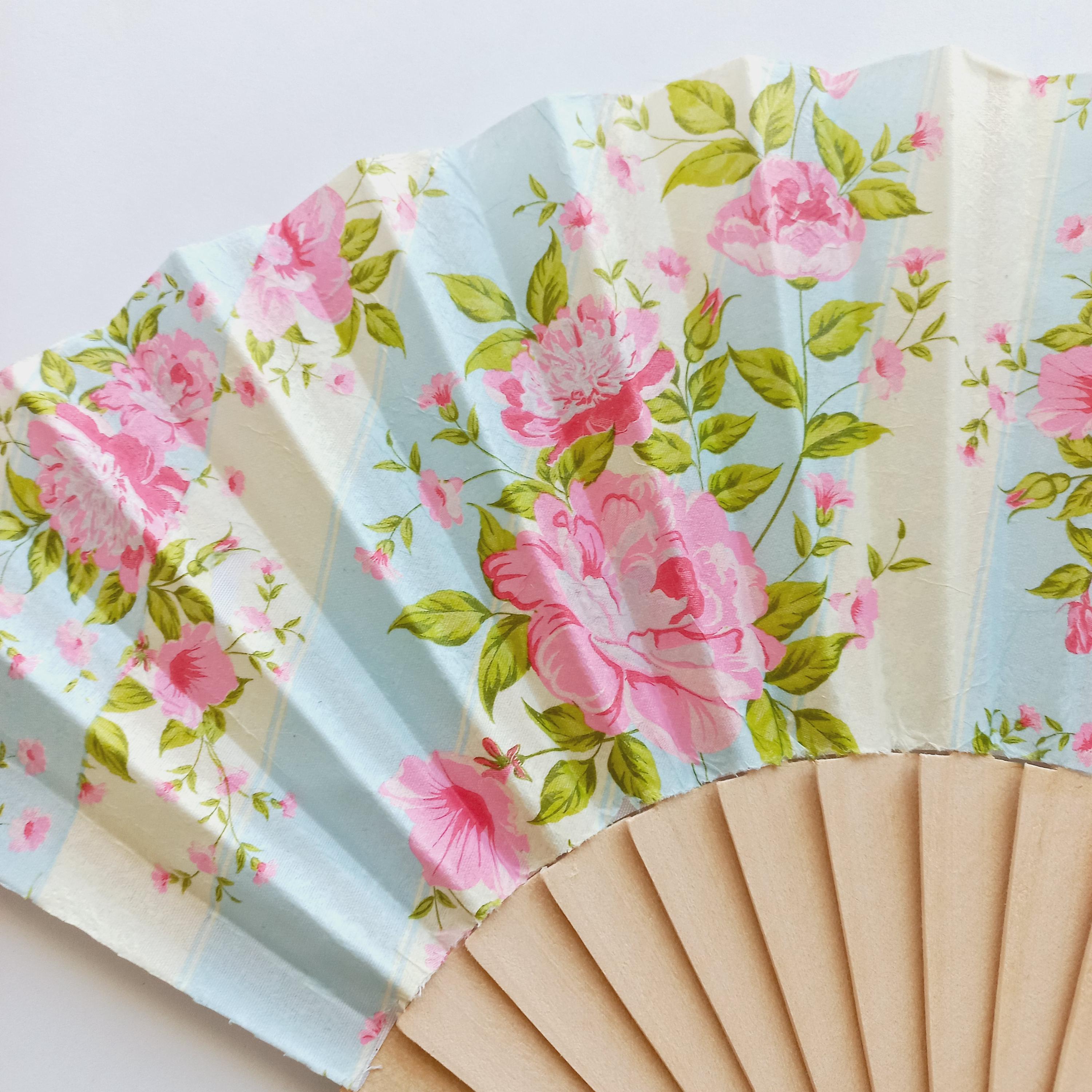 Floral Hand Fan with Pink Roses, Shabby Chic Fabric Folding Fan, Wedding Gift,  Romantic Garden Party FanRoses hand fan, Summer Accessory