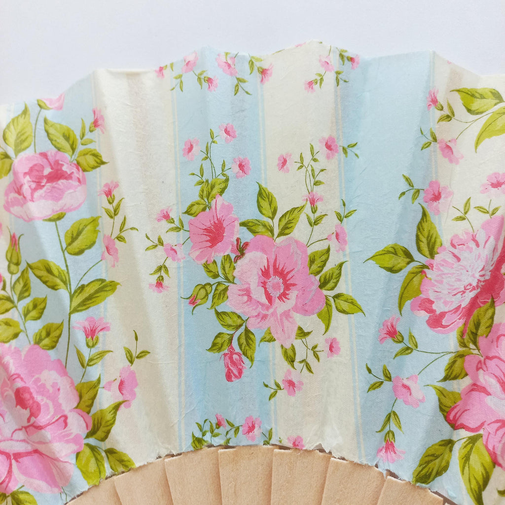 Floral Hand Fan with Pink Roses, Shabby Chic Fabric Folding Fan, Wedding Gift,  Romantic Garden Party FanRoses hand fan, Summer Accessory