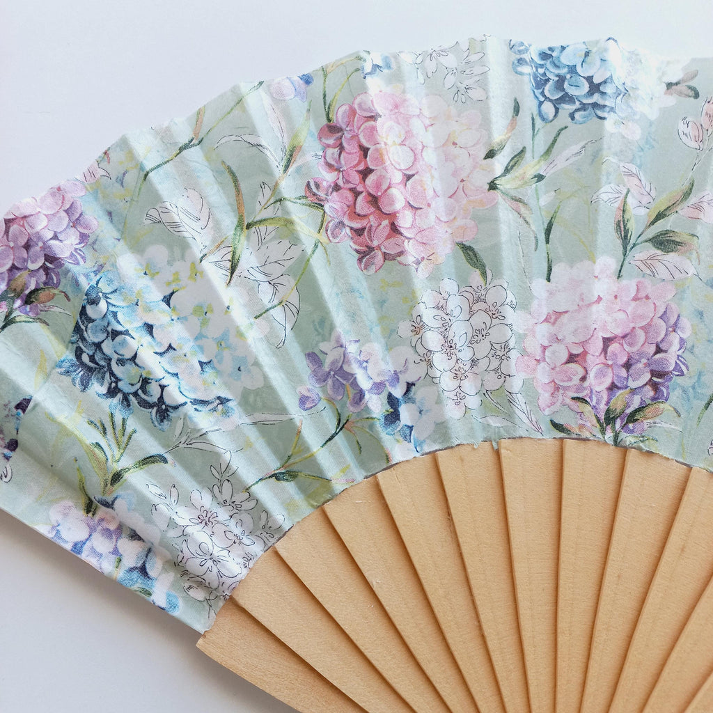 Hand Fan with Pink and Blue Hydrangeas | Floral Folding Fan | Elegant Summer Accessory | Wedding or Garden Party Gift, Bride Hand fan