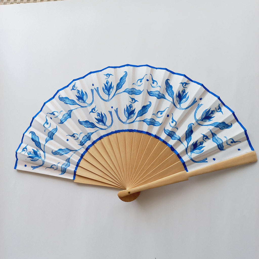 Blue Hand Fan, Floral Holding Fan, Evening or Wedding Dress Accessory, Spanish Hand Fan, Something blue for bride, gift for mom
