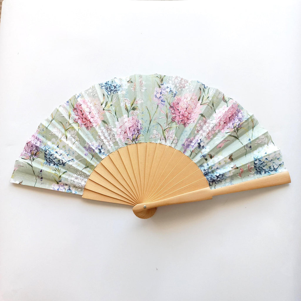 Hand Fan with Pink and Blue Hydrangeas | Floral Folding Fan | Elegant Summer Accessory | Wedding or Garden Party Gift, Bride Hand fan