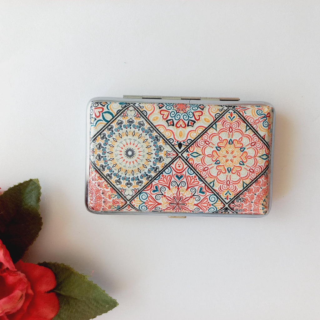 Mandala cigarette case, 100's slim cigarette box, geometrical pattern, geometric pattern, business card case, elegant gift, spiritual gift