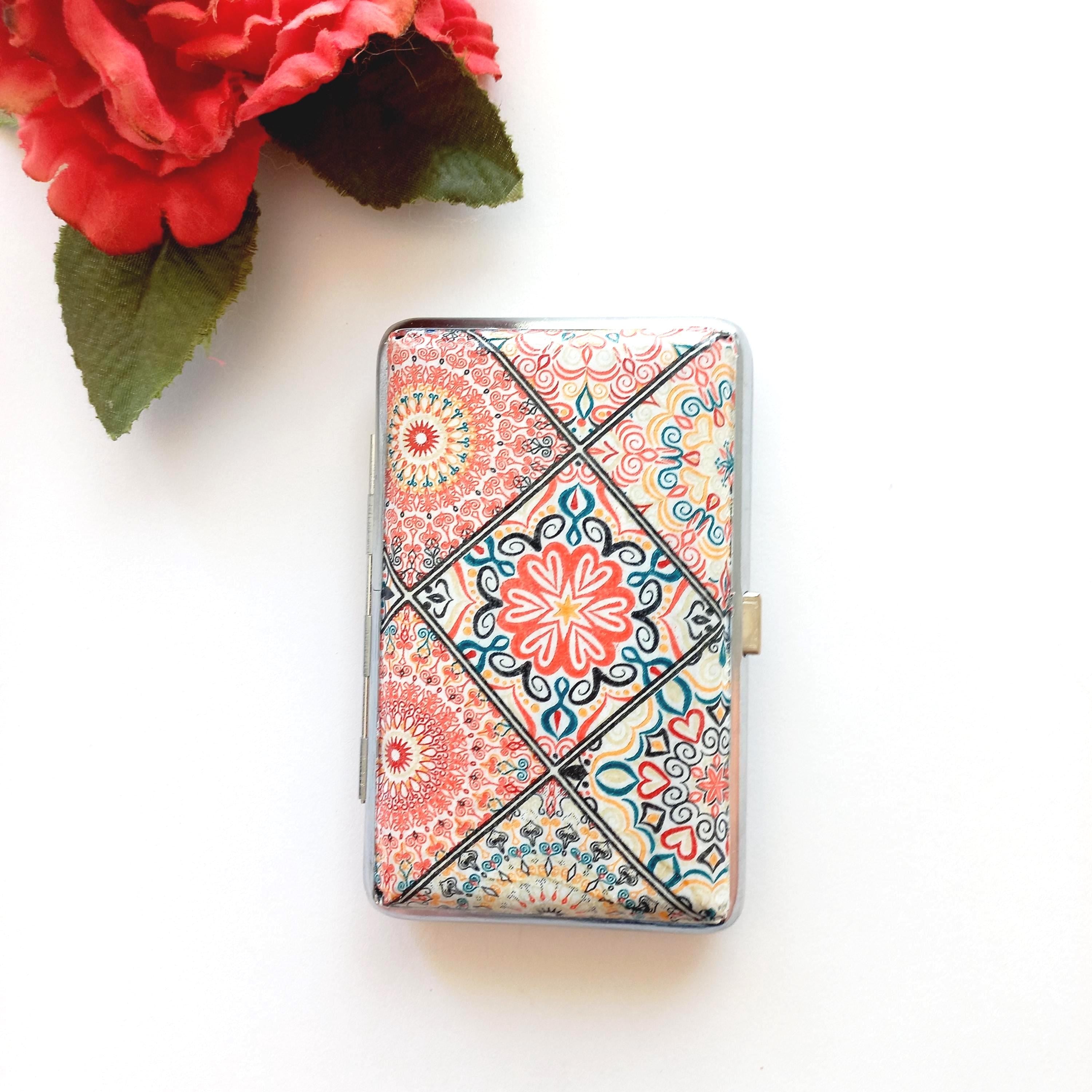 Mandala cigarette case, 100's slim cigarette box, geometrical pattern, geometric pattern, business card case, elegant gift, spiritual gift