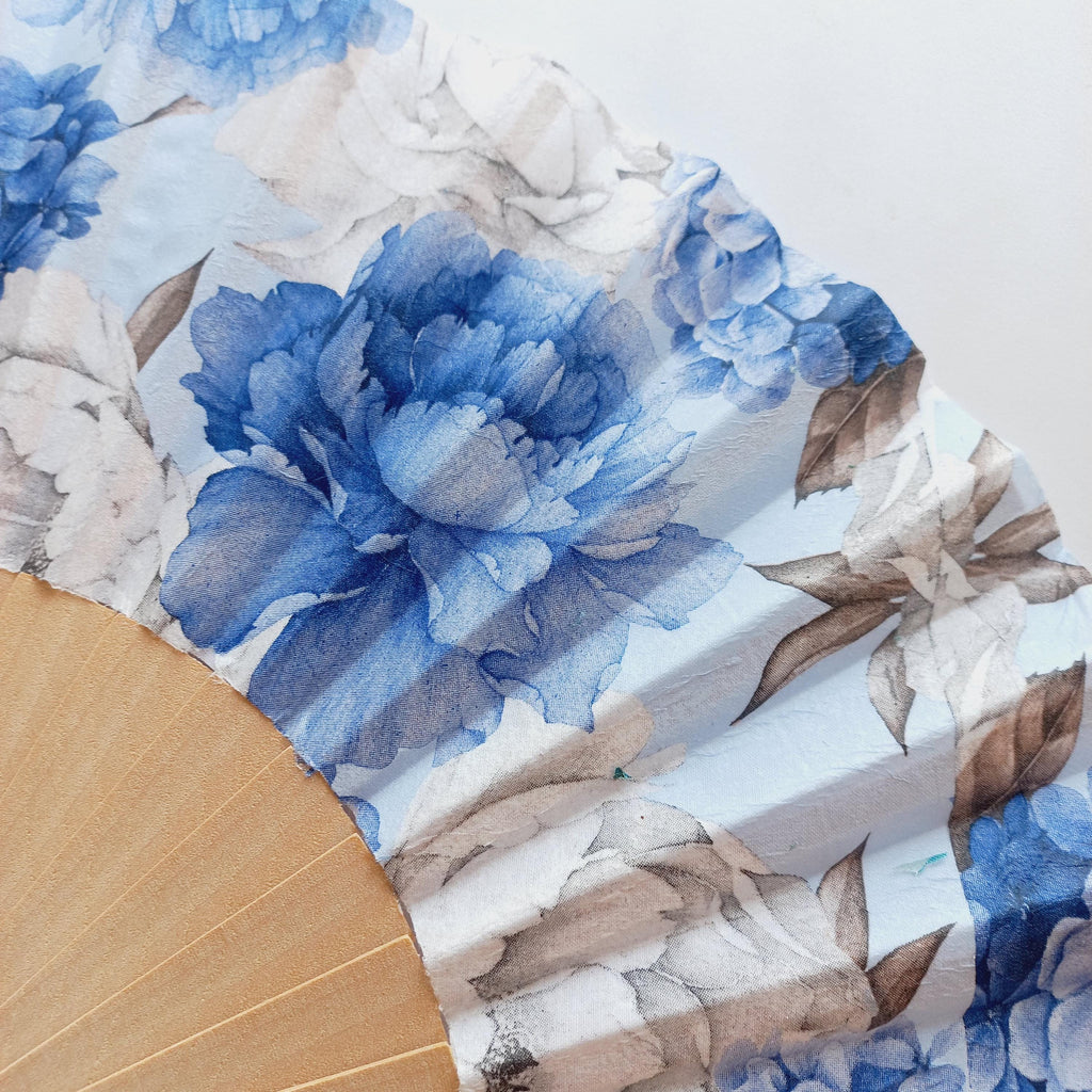 Blue peony Hand Fan, Floral Holding Fan, Wedding  Accessory, Spanish Hand Fan, Something blue for bride, gift for mom