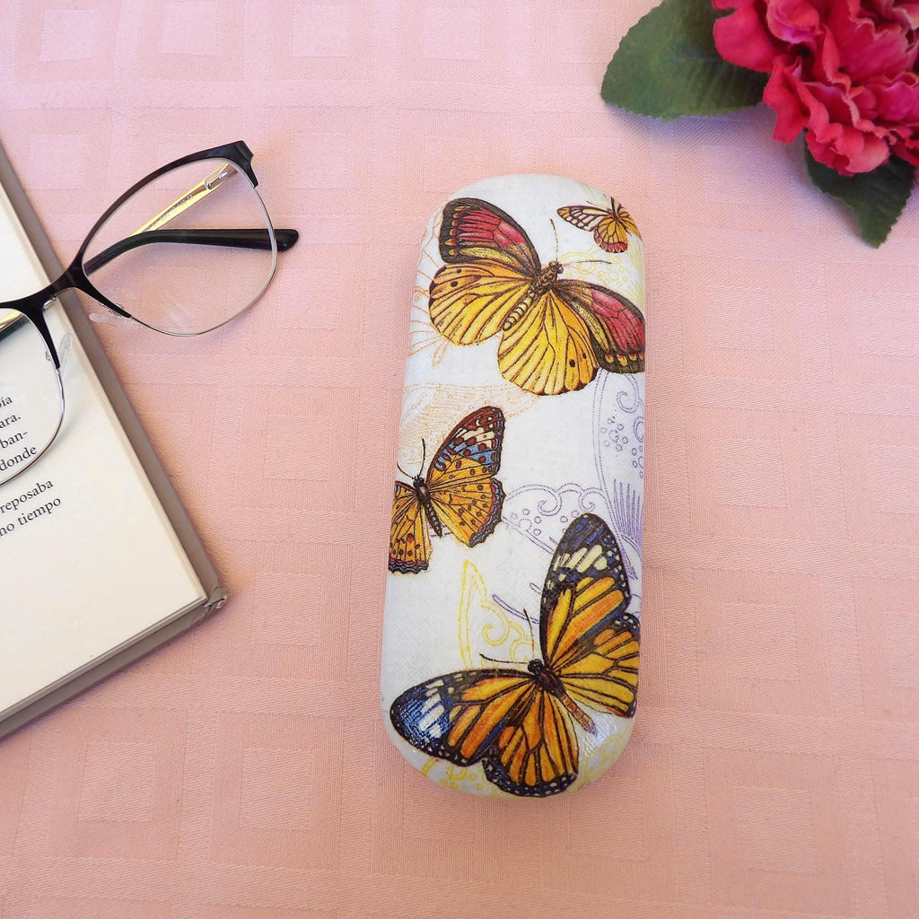 Funda Rígida para Gafas con Mariposas - Estuche Protector Artesanal