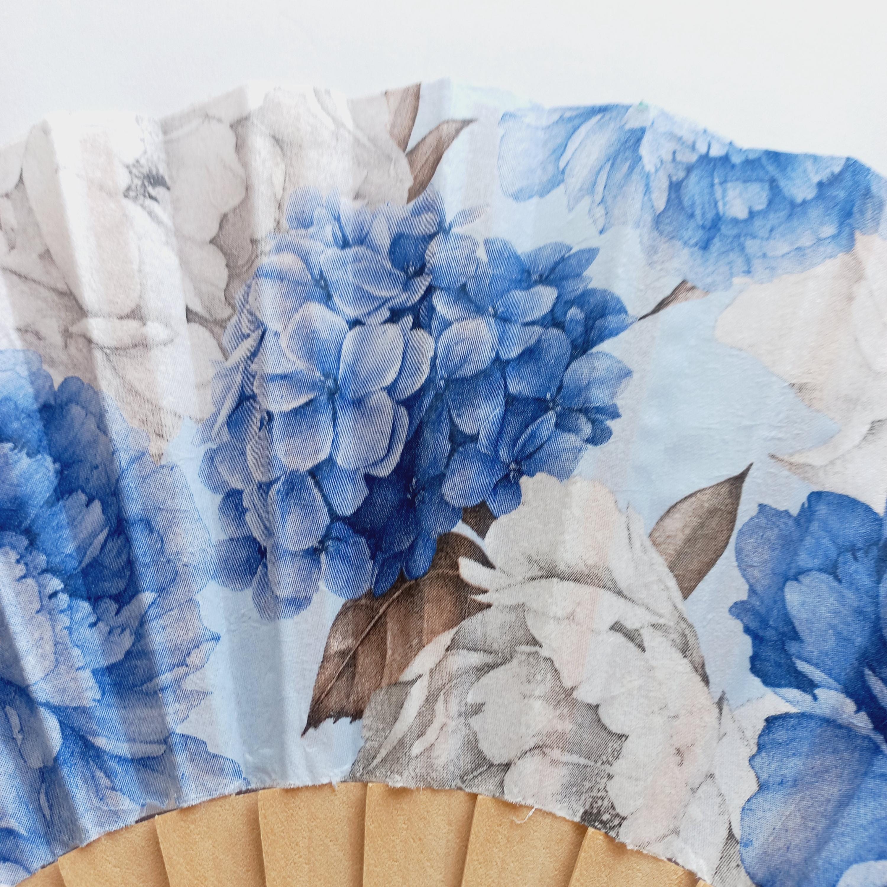 Blue peony Hand Fan, Floral Holding Fan, Wedding  Accessory, Spanish Hand Fan, Something blue for bride, gift for mom