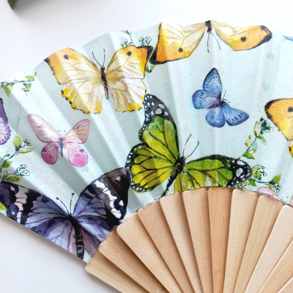 Butterflies hand fan, Holding Fan, Handheld Fan, Spanish Hand Fan, Summer Accessory, Wedding Favor, Contemporary Fan, Birdesmaid gift