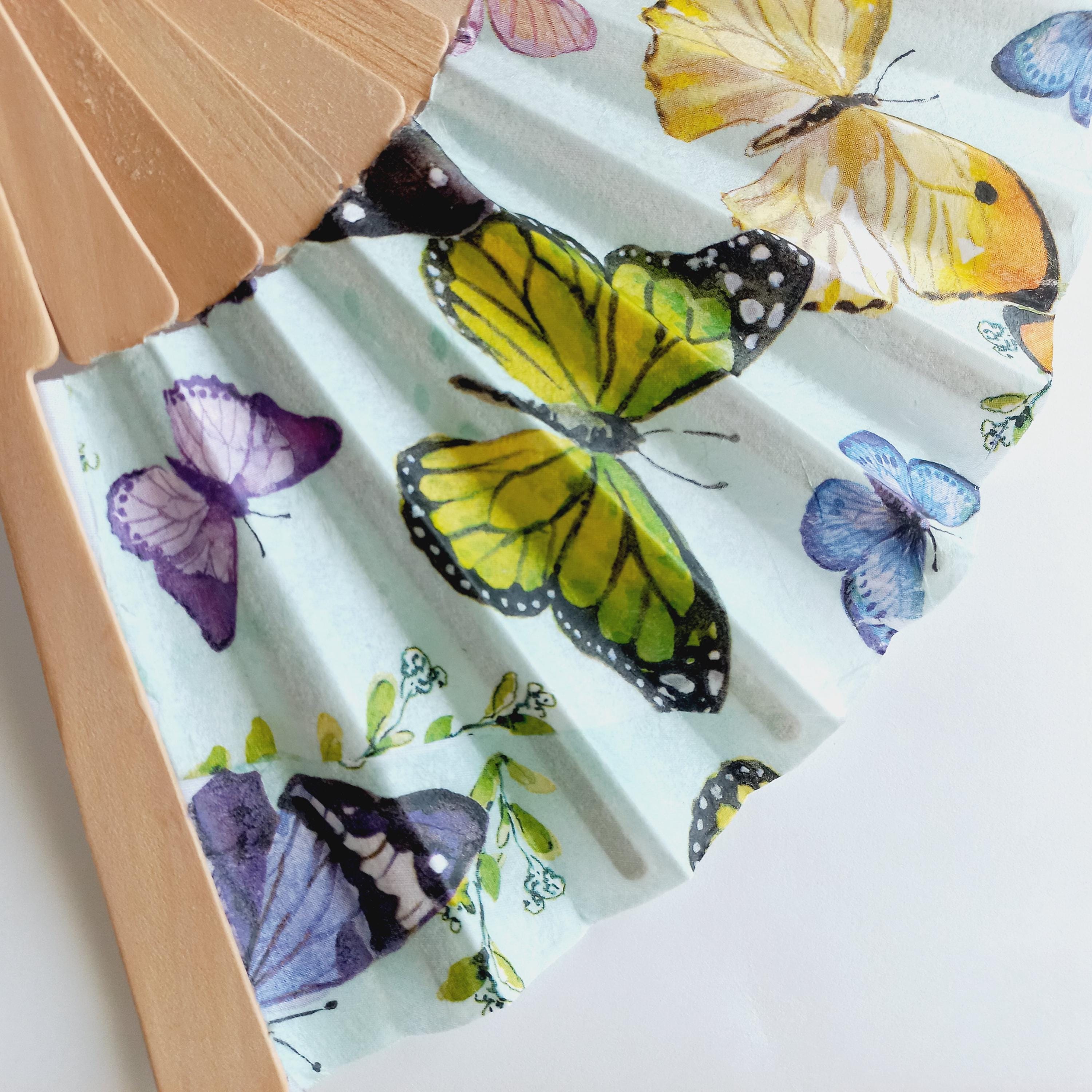 Butterflies hand fan, Holding Fan, Handheld Fan, Spanish Hand Fan, Summer Accessory, Wedding Favor, Contemporary Fan, Birdesmaid gift