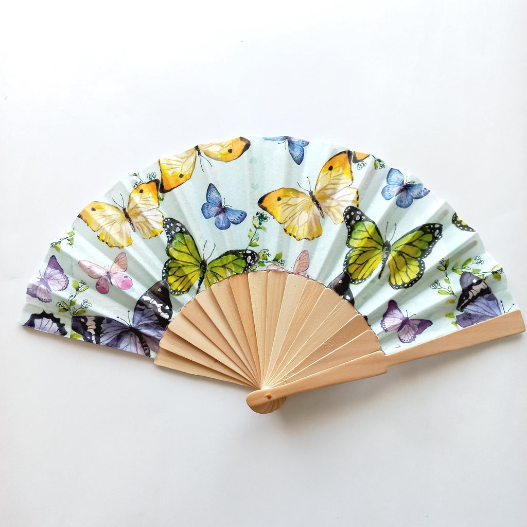 Butterflies hand fan, Holding Fan, Handheld Fan, Spanish Hand Fan, Summer Accessory, Wedding Favor, Contemporary Fan, Birdesmaid gift