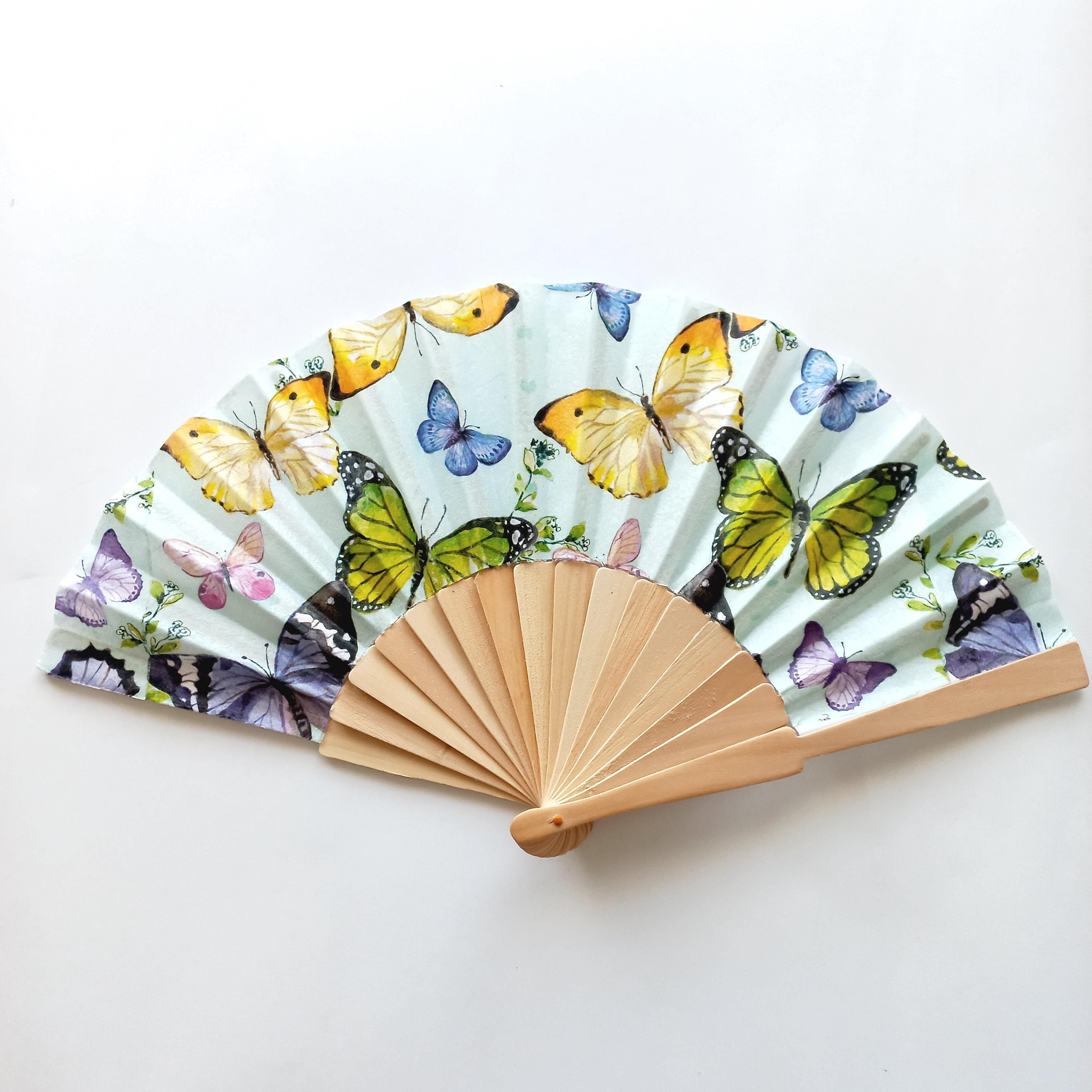 Butterflies hand fan, Holding Fan, Handheld Fan, Spanish Hand Fan, Summer Accessory, Wedding Favor, Contemporary Fan, Birdesmaid gift