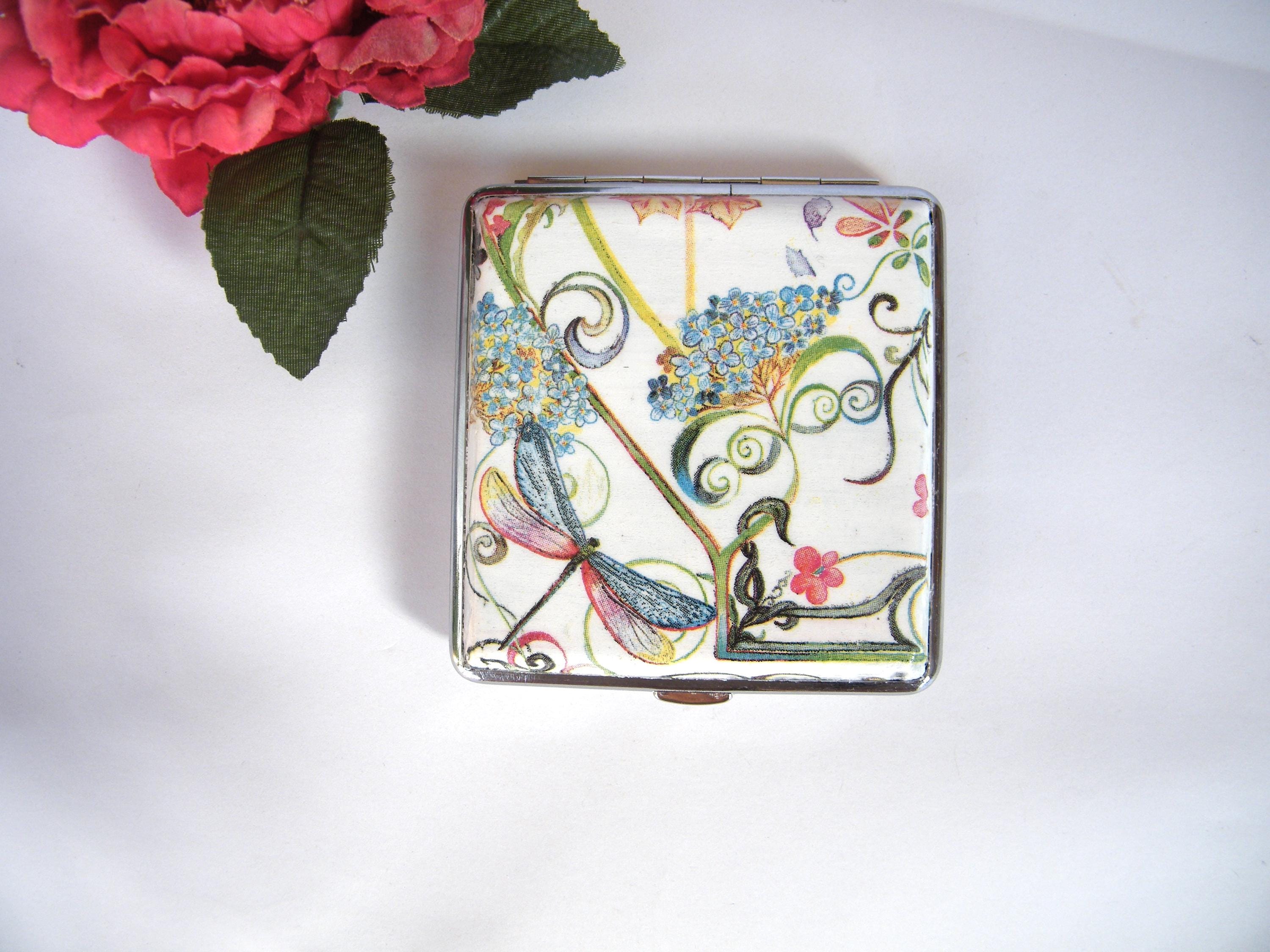 Cigarette Case King Size | Vintage Floral Rose Design | Metal Smoking Accessory | Unique Gift for Smokers | Shabby Chic Style